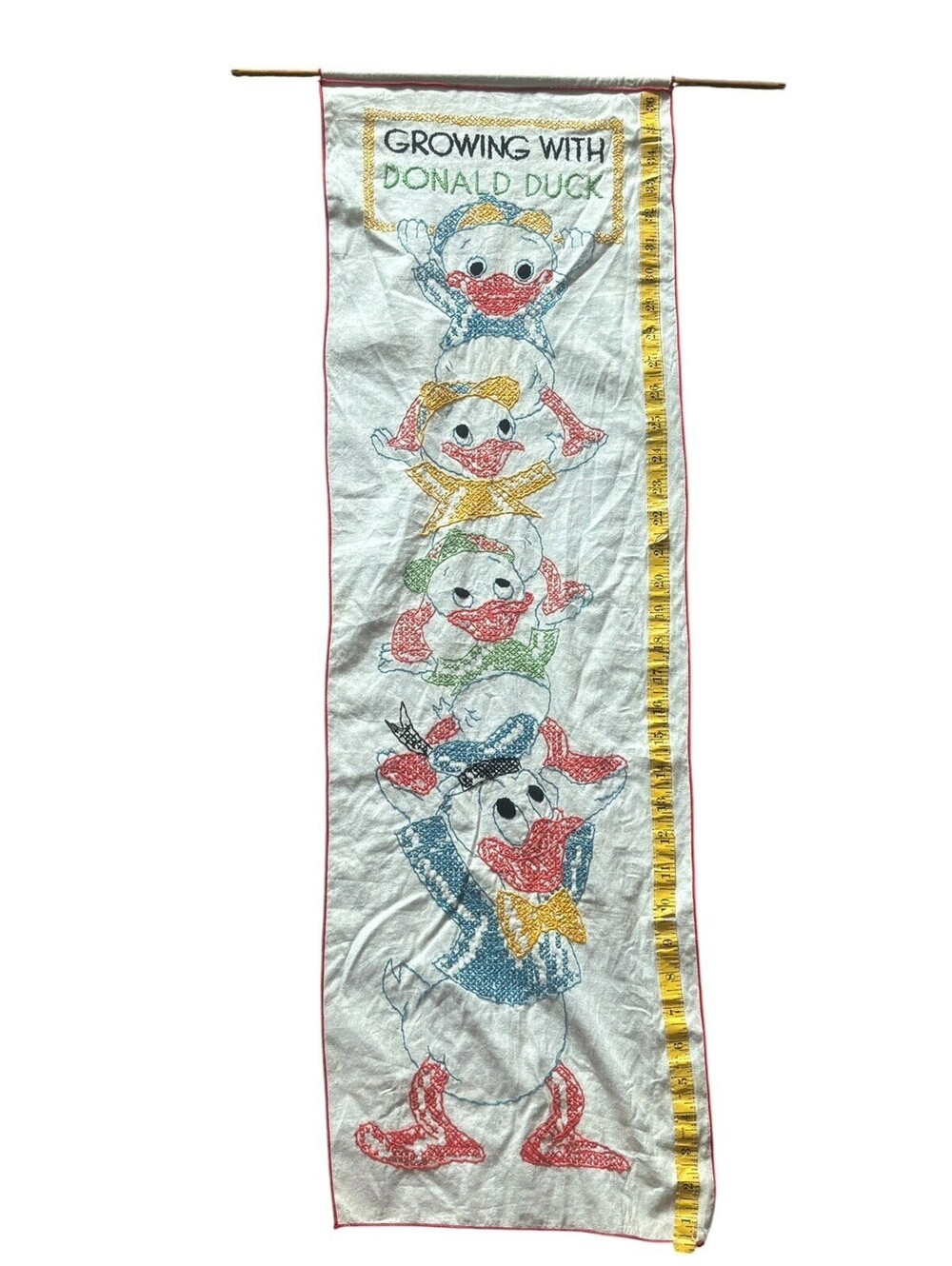 1950s Child’s Growth Chart By Paragon Needlecraft Kit Growing With Donald Duck